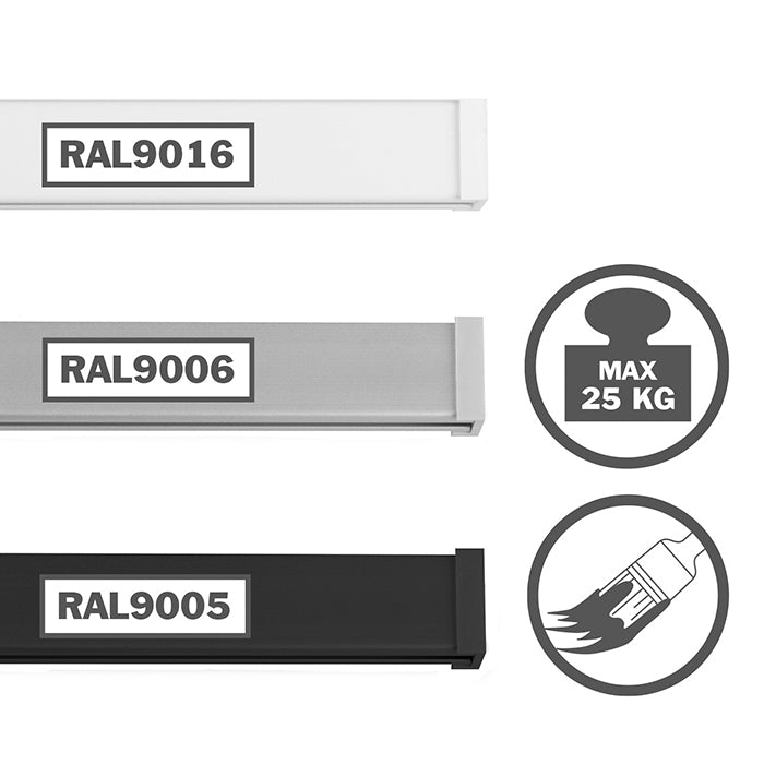 STAS minirail (kit installation inclus) cimaise design, profil minimaliste, parfaite pour accroche tableau.