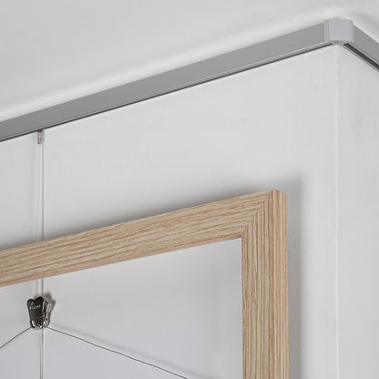 STAS minirail (kit installation inclus) pour accrochage tableau élégant, aluminium naturel ou blanc.