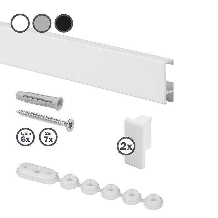 Kit de démarrage cimaise STAS cliprail blanc, installation facile, intérieur élégant.