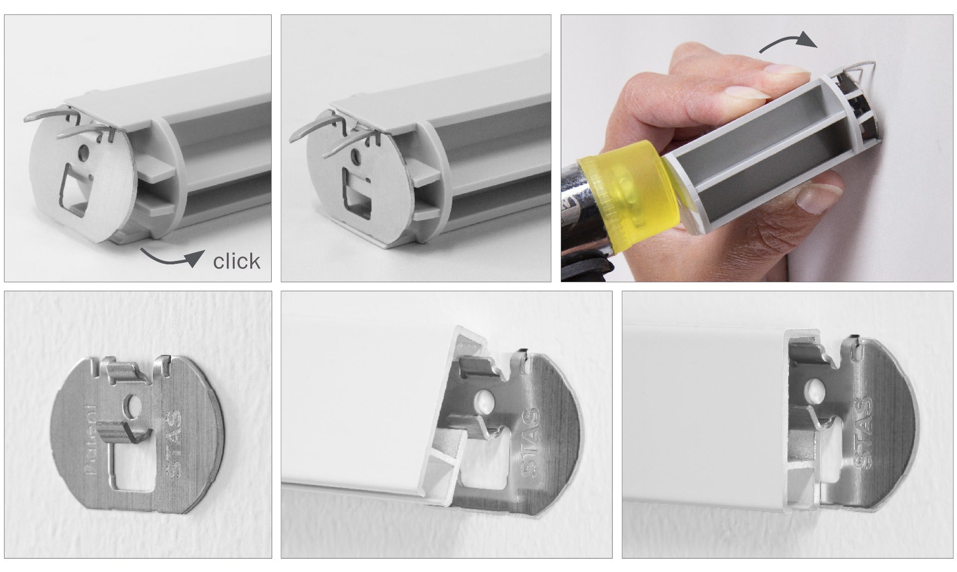 Set complet: STAS drywallXpress, 150cm, corde perlon double, installation rapide et sûre sans outils complexes.
